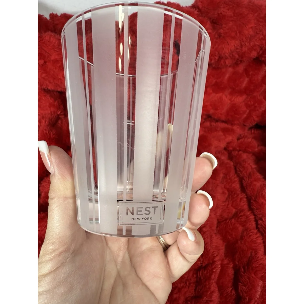 NEST Fragrances Empty Heavy Large 8.1 Oz Glass Tapered Candle Jar Frosted Stripe - Picture 2 of 6